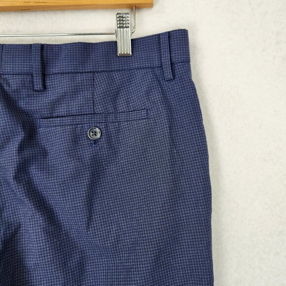 Banana Republic Pants Mens 32x32 Blue Standard Fit Checked Straight Leg Slacks - Picture 9 of 11